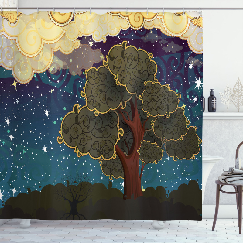 Vİbrant Starry Night Shower Curtain