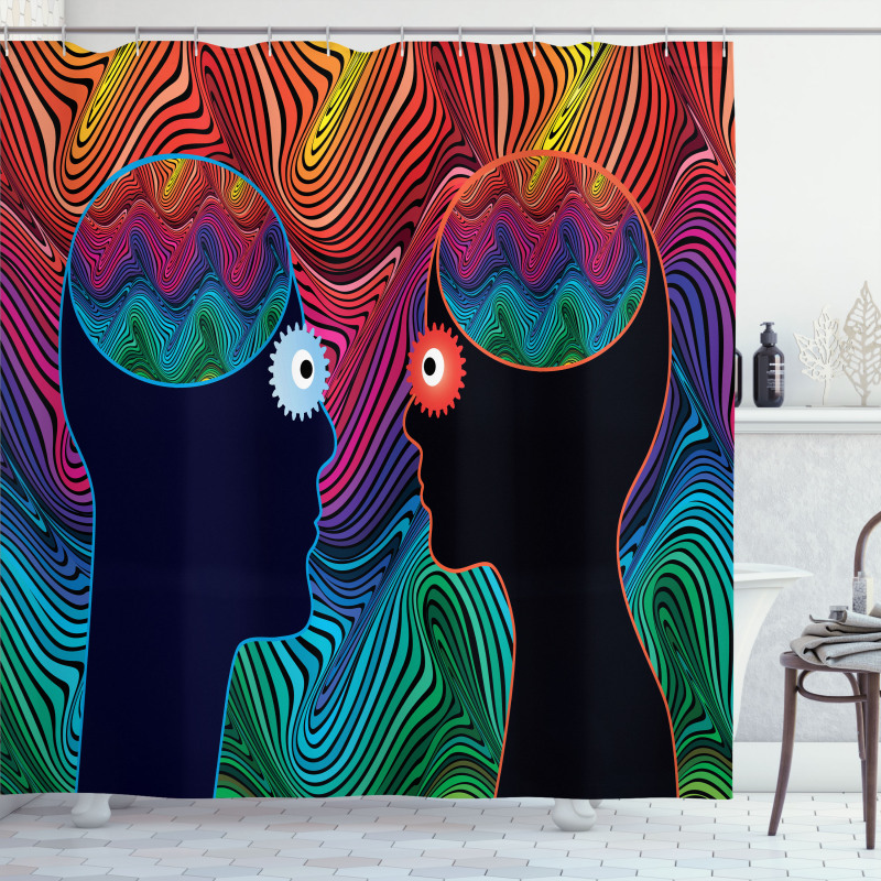 Floral Eyes and Stripe Shower Curtain