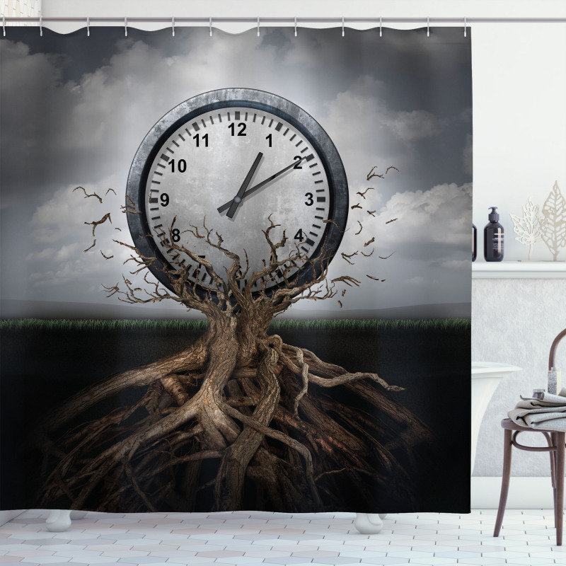 Clock Surrealist Shower Curtain