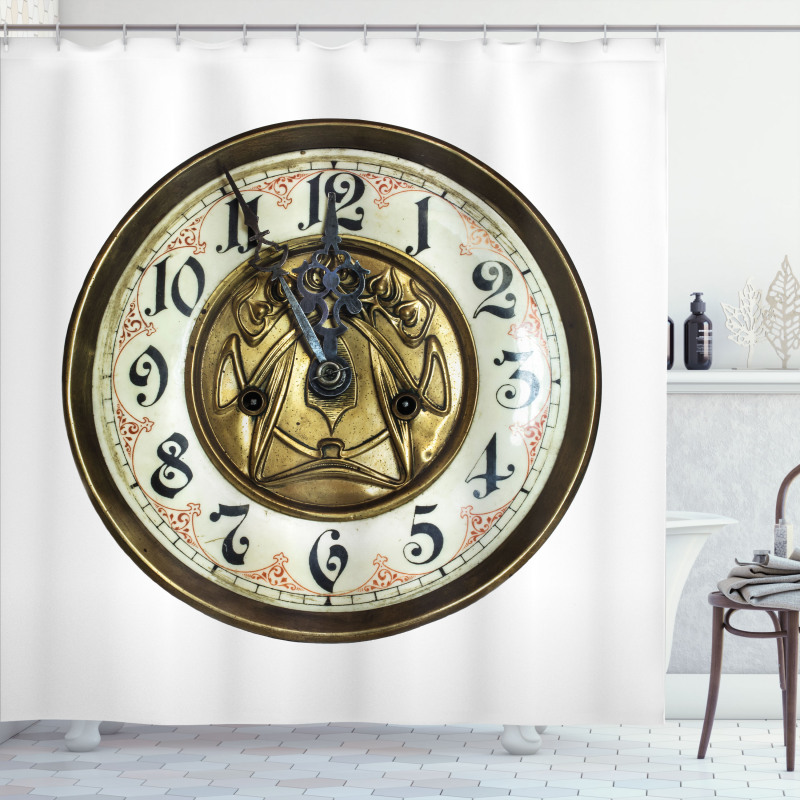 Antique Clock with Face Shower Curtain