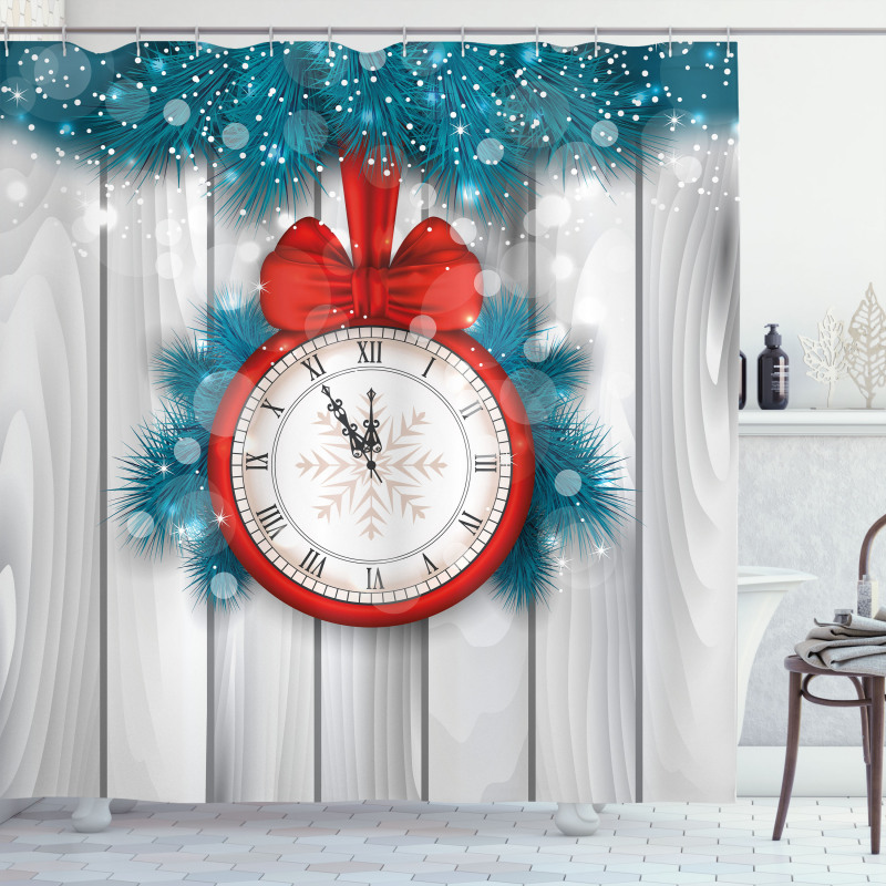 Midnight Clock Pine Shower Curtain