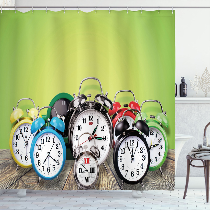 Wooden Digital Clock Shower Curtain