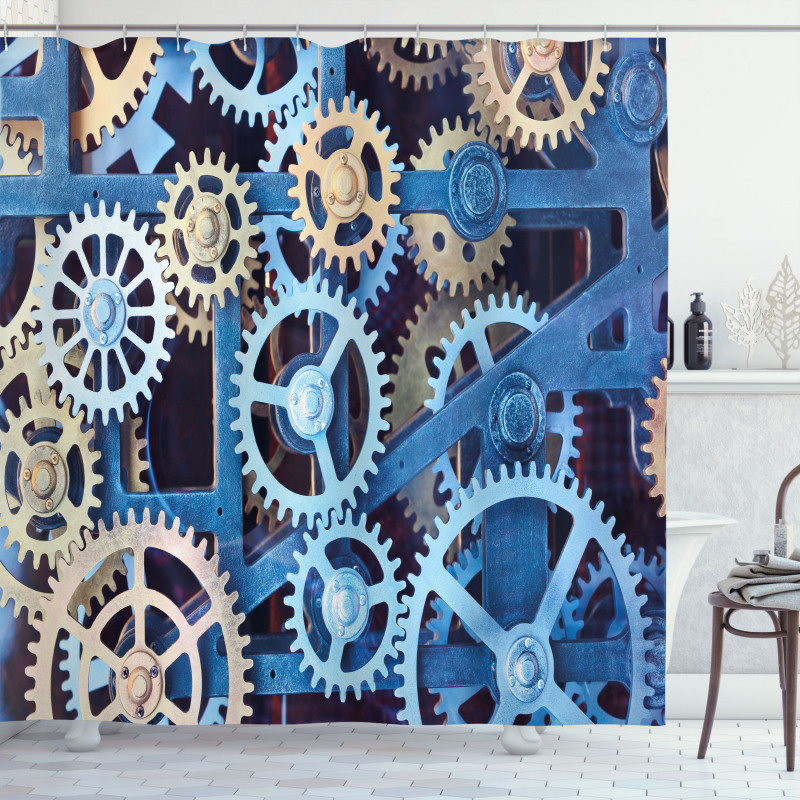 Clock Gears Design Shower Curtain