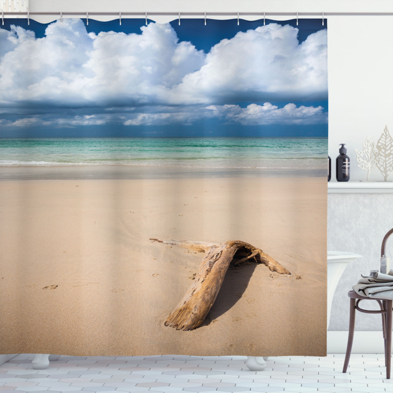 Sandy Beach and Clouds Shower Curtain