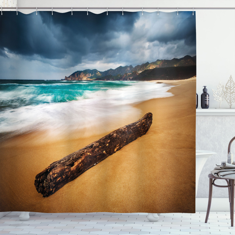 Beach with Stormy Weather Shower Curtain