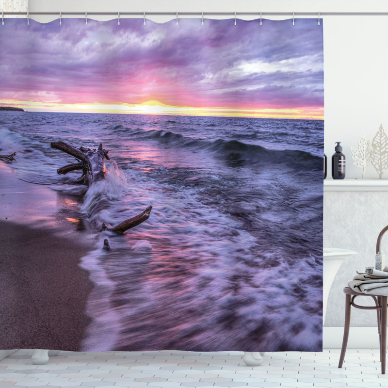 Wavy Sea Couldy Sunset Shower Curtain