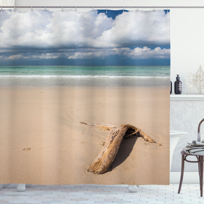 Driftwood on the Beach Shower Curtain