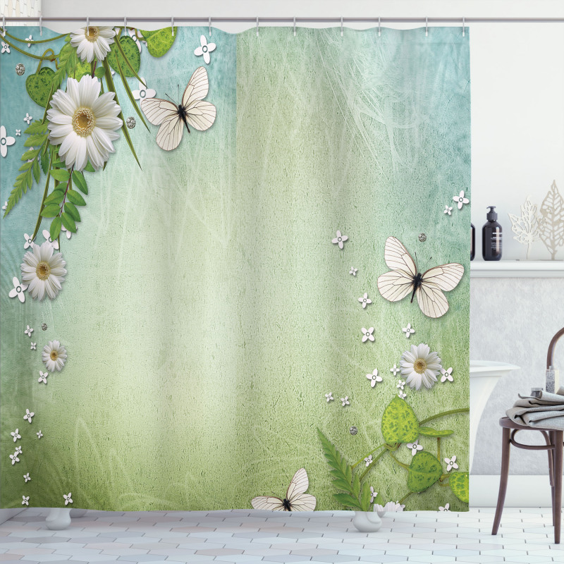 Flowers and Butterflies Shower Curtain