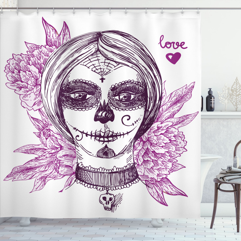 Vampire Skull Face Shower Curtain