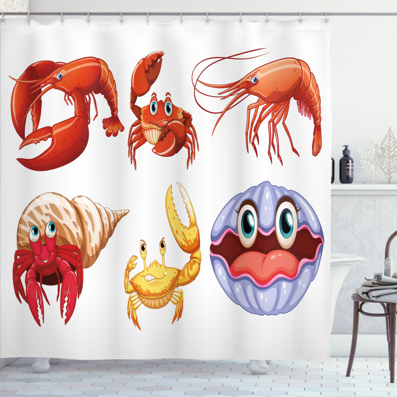 Crab Hermit Crab Lobster Shower Curtain