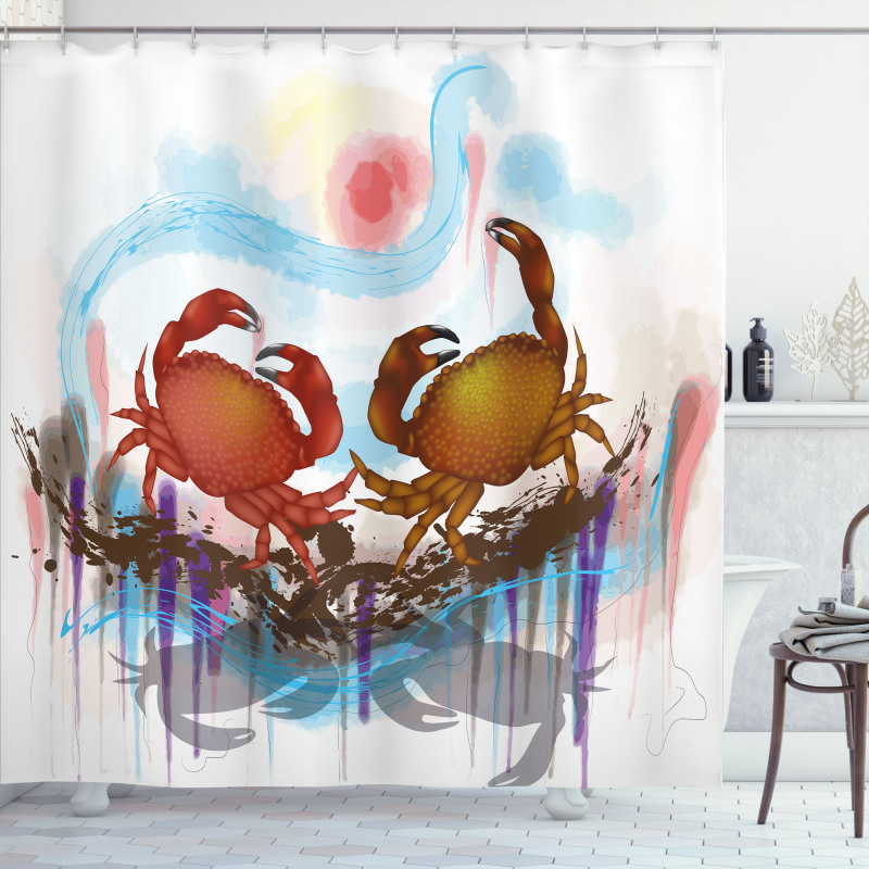 2 Crabs Dancing Sea Shower Curtain