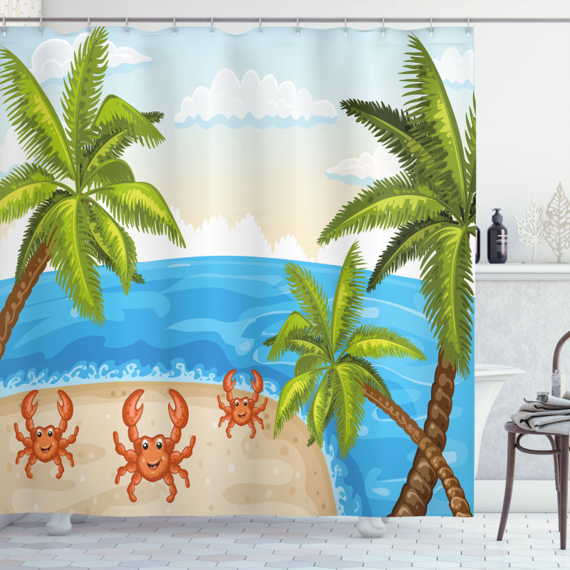 Palm Trees and Crabs Shower Curtain