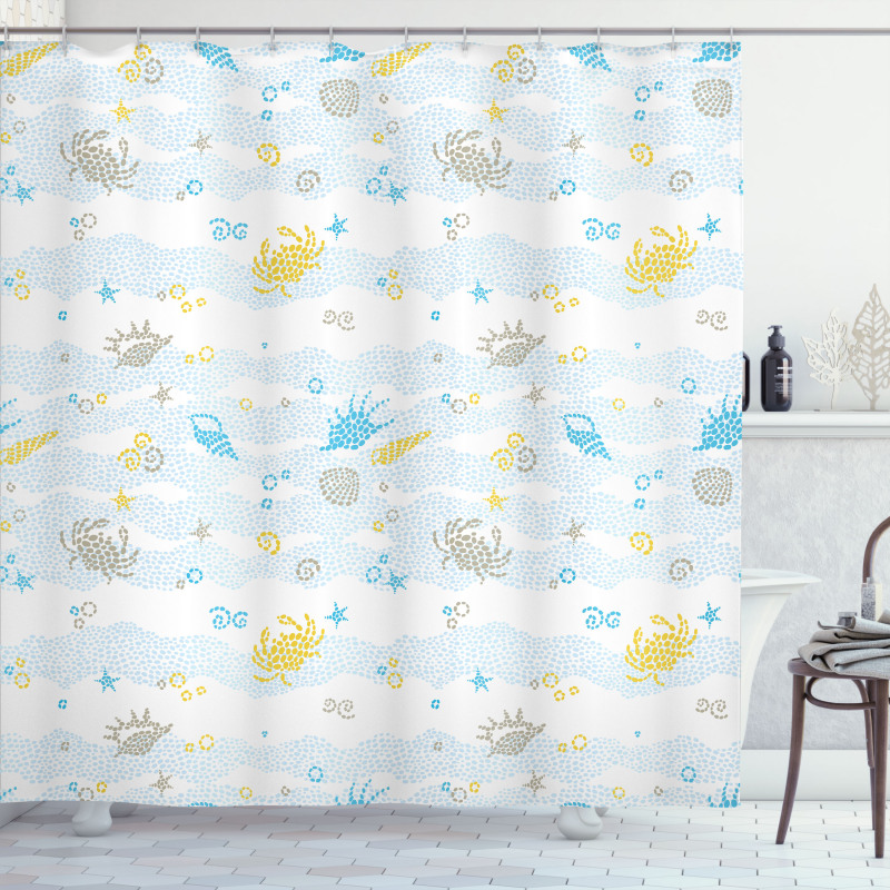 Crabs and Seashells Shower Curtain