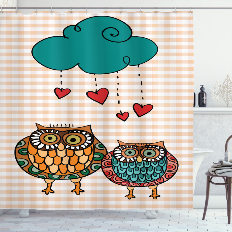 Bird Couple in Love Rain Cloud Shower Curtain
