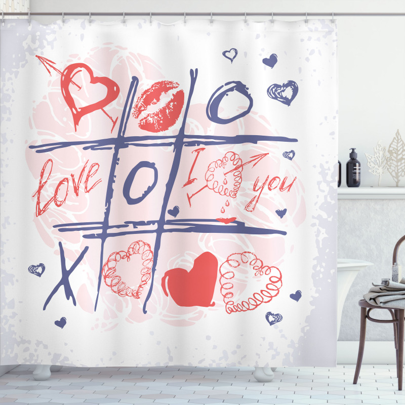 Xoxo Game with Lips Shower Curtain