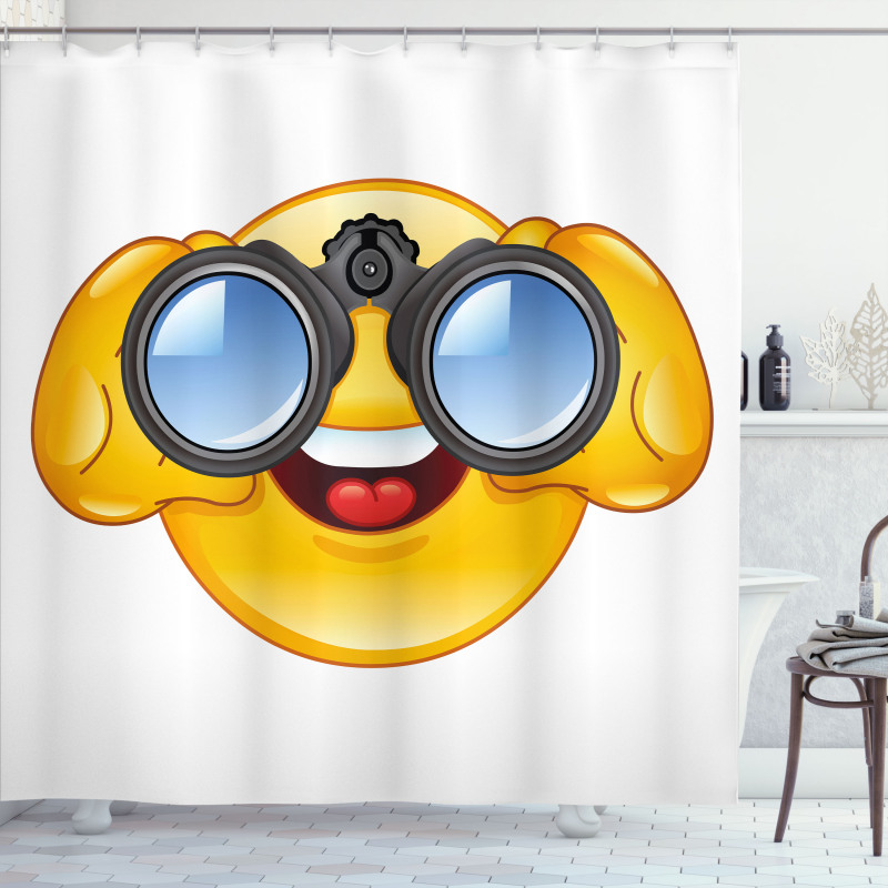 Smiley Face and Telescope Shower Curtain