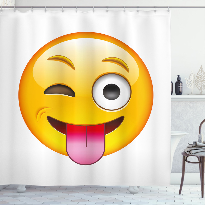 Cartoon Romantic Smiley Shower Curtain