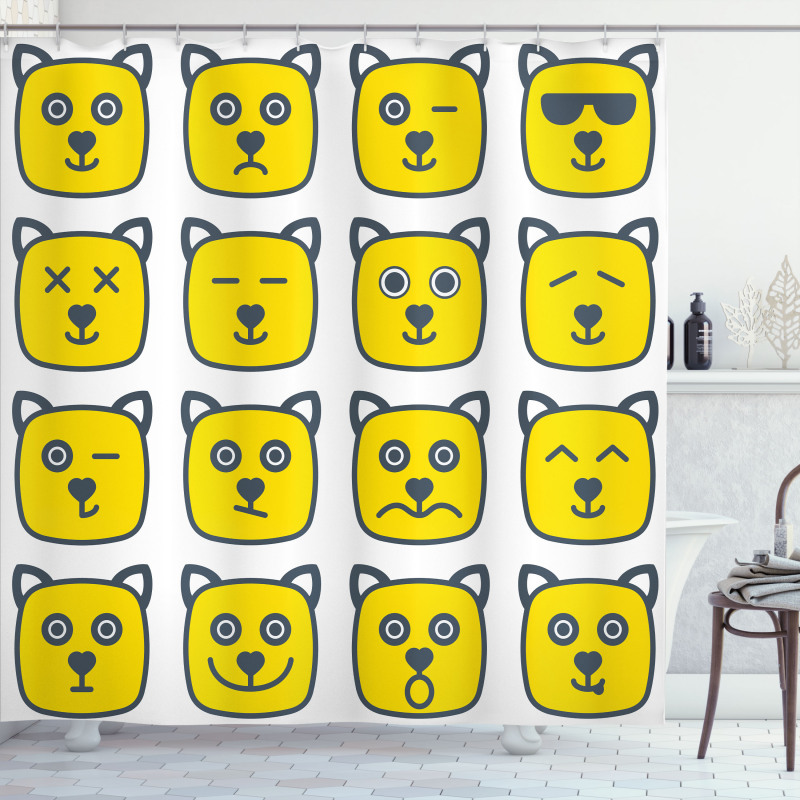 Cat Dog Smiley Expression Shower Curtain