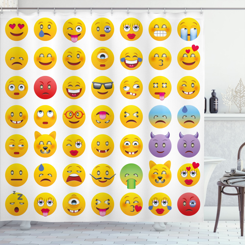 Faces of Mosters Happy Shower Curtain