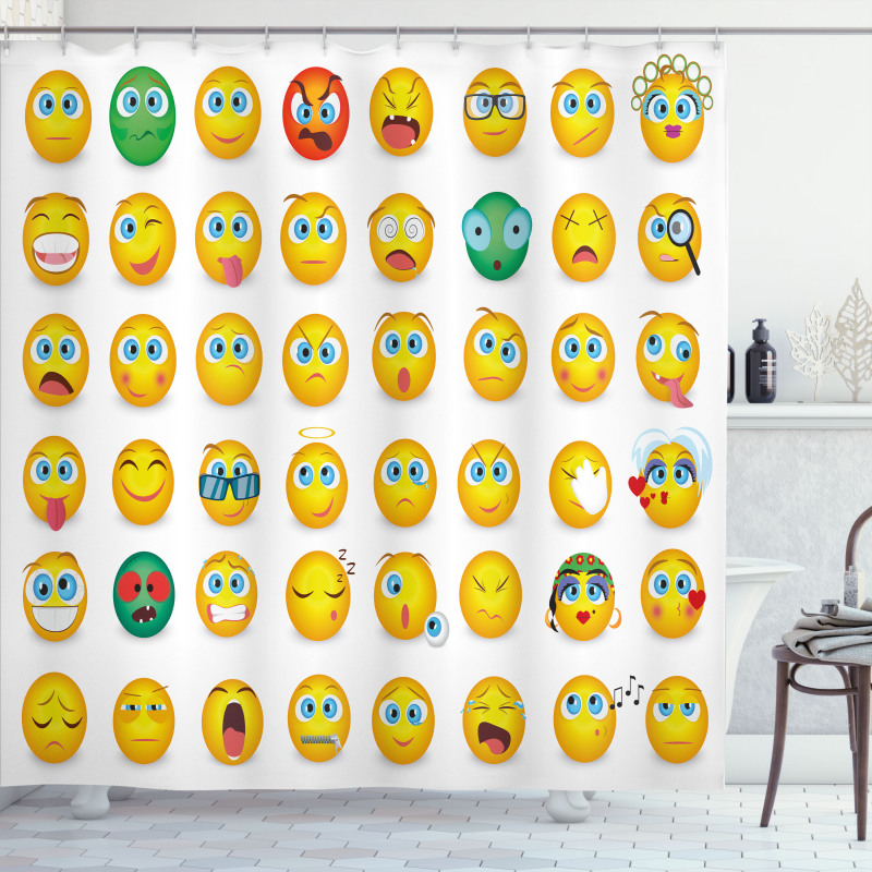 Couple Monster Face Moods Shower Curtain