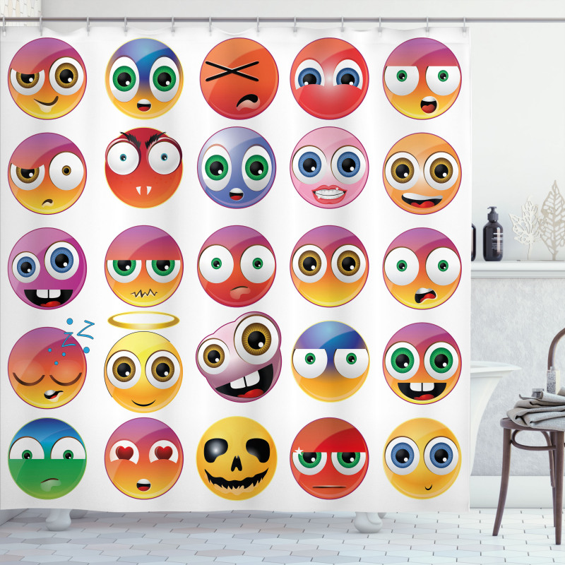 Rainbow Colored Smileys Shower Curtain