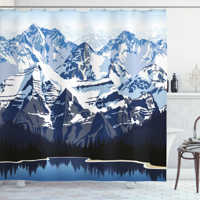 Mountain with Snow View Shower Curtain