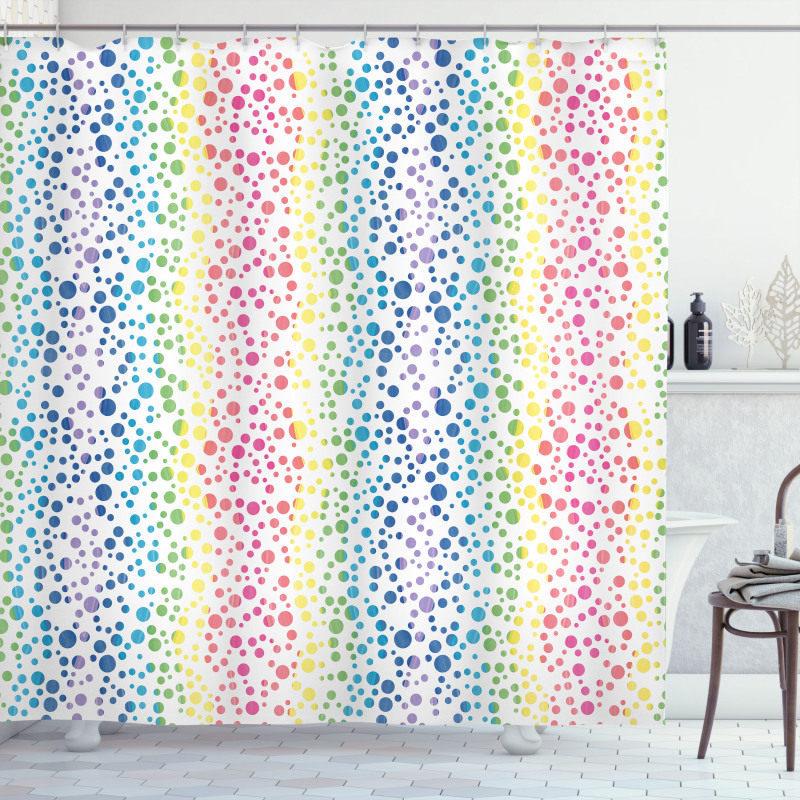 Circles in Wavy Shape Shower Curtain