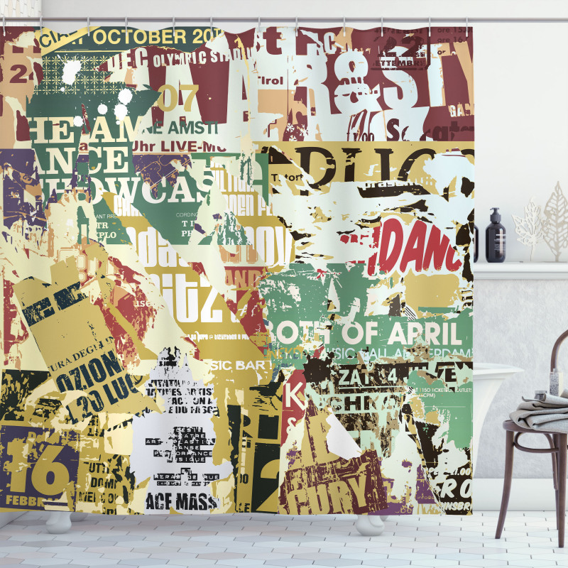 Old Torn Posters Collage Shower Curtain