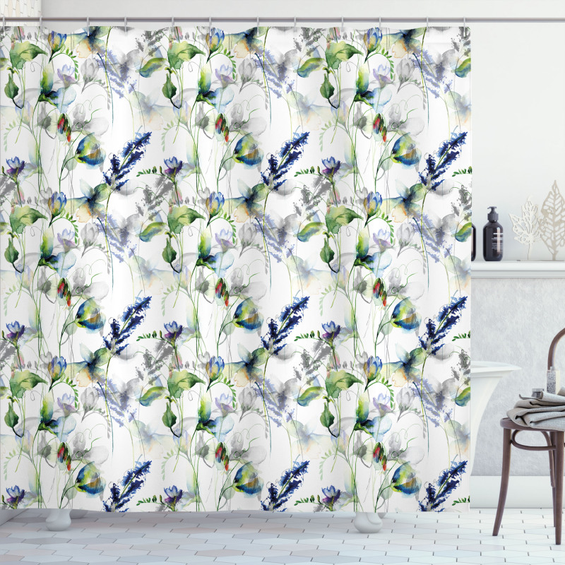 Pea Blossom Design Shower Curtain