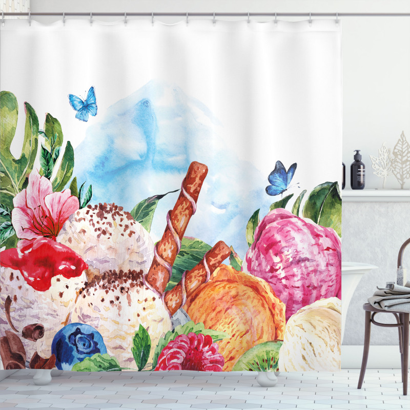 Dessert and Flower Art Shower Curtain