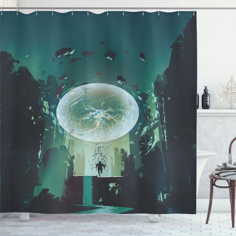 Dark Magic Fiction City Shower Curtain