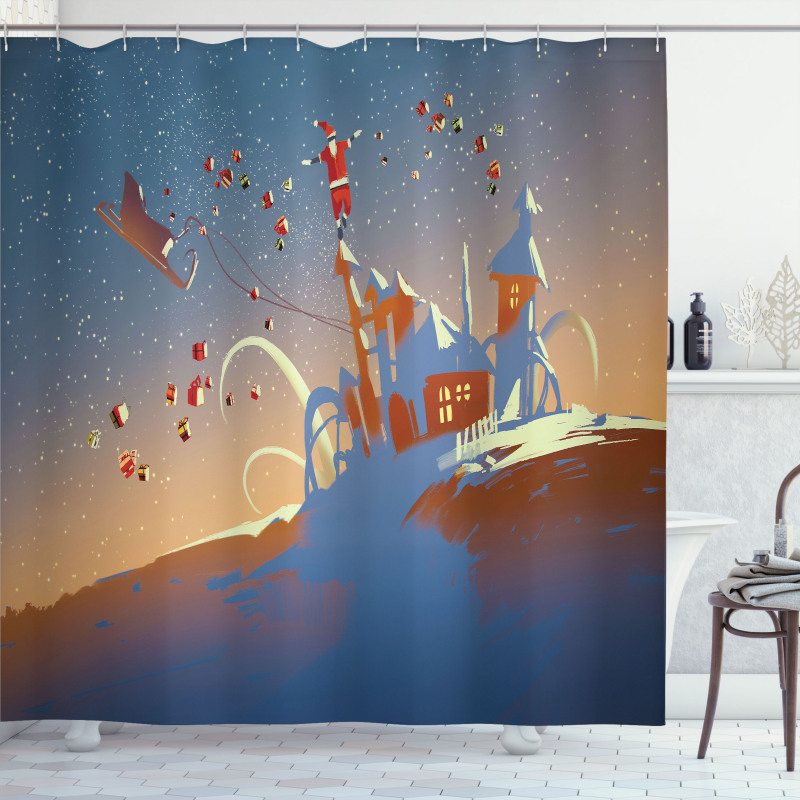 Santa Claus and Gift Shower Curtain