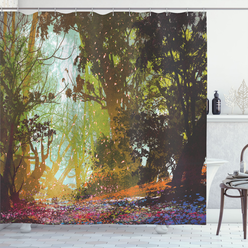 Spring with Fall Leaves Shower Curtain