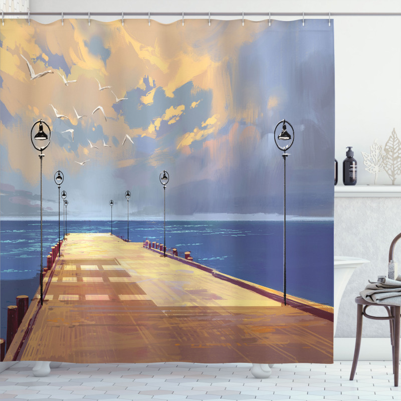 Bridge Pier Sea Harbor Shower Curtain