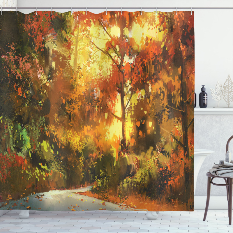 Autmn Leaf Tree Forest Shower Curtain