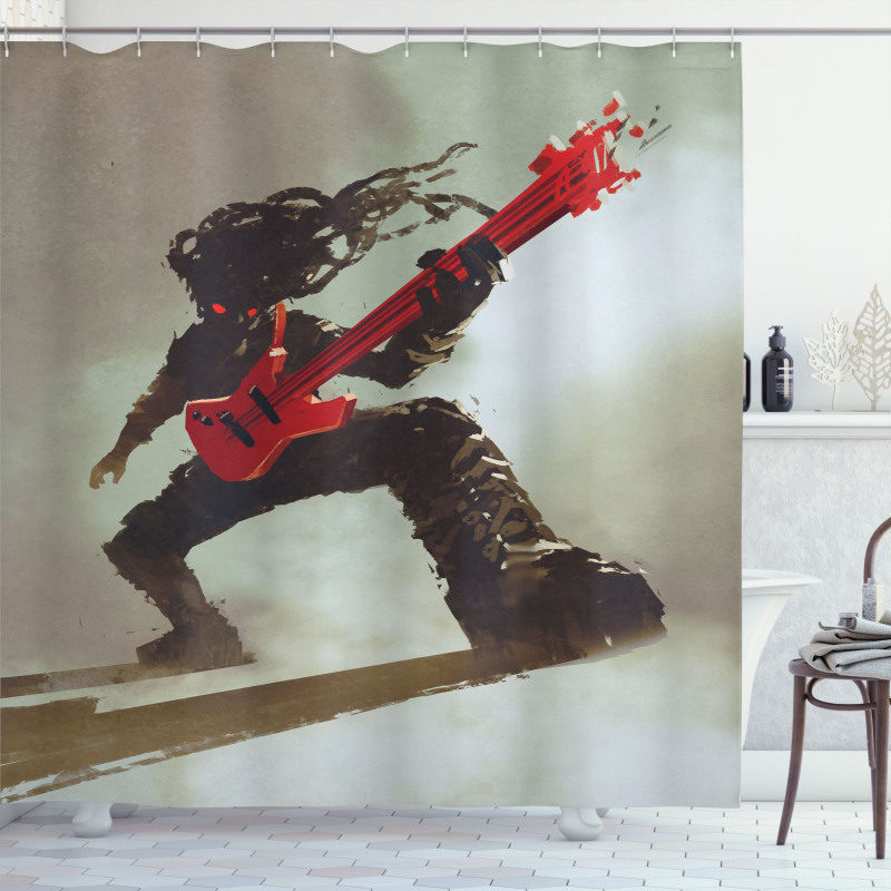 Hipster Rocker Guitar Shower Curtain