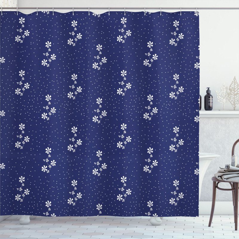 Floral Pattern and Dot Shower Curtain