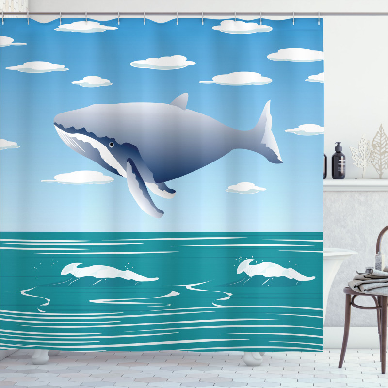 Cartoon Ocean Whale Shower Curtain