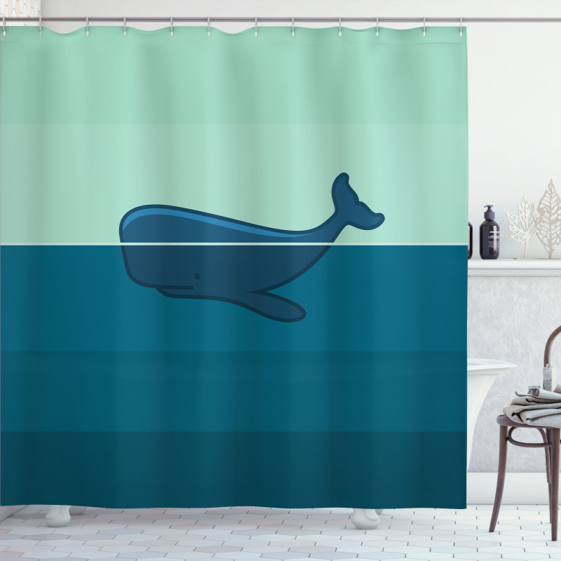 Blue Whale in the Sea Shower Curtain