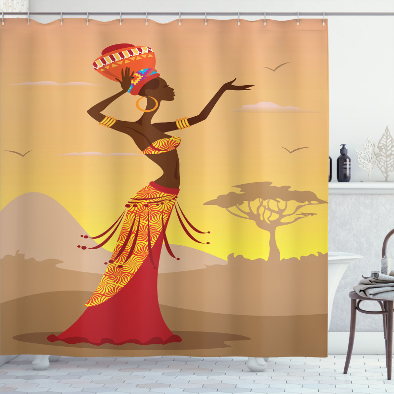 Desert Gulls Folkloric Shower Curtain