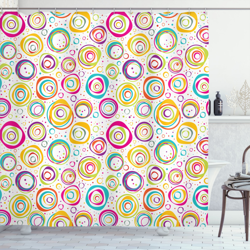 Kids Spiral and Dots Shower Curtain