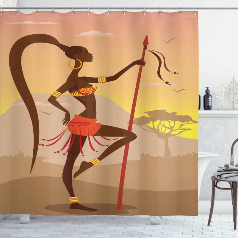 Savannah Amazon Girl Retro Shower Curtain