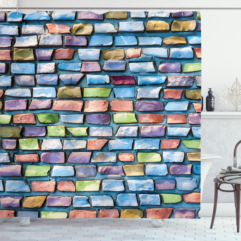 Colored Mosaic Walls Shower Curtain