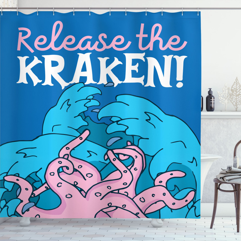 Kraken Motivation Words Shower Curtain