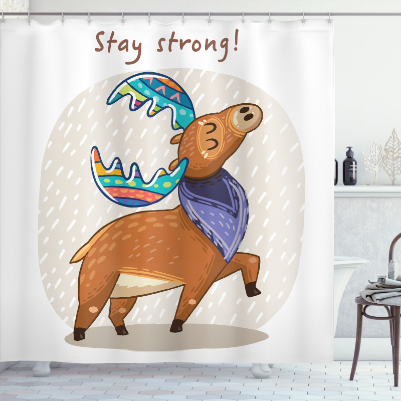 Colorful Fun Boho Deer Shower Curtain