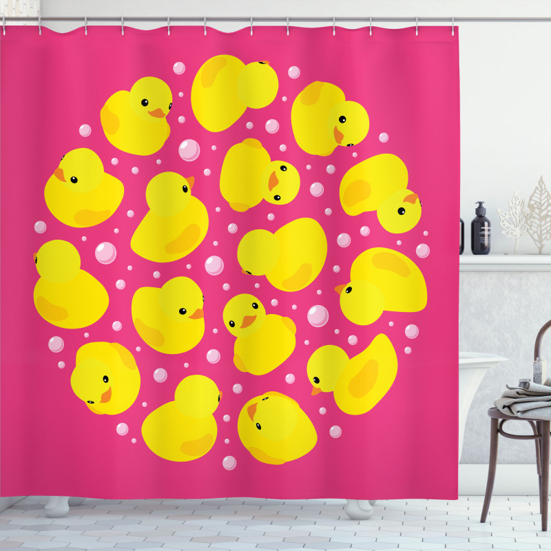 Bubbles Hot Pink Shower Curtain