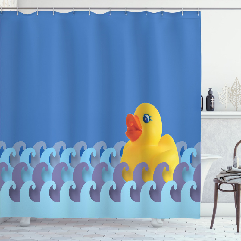 Floating Duck Waves Shower Curtain