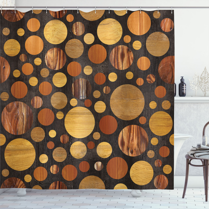Brown Abstract Circles Shower Curtain