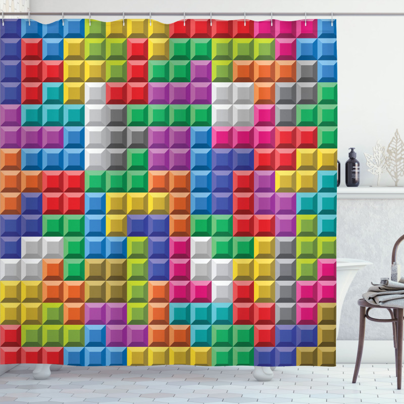 Colorful Blocks Art Shower Curtain