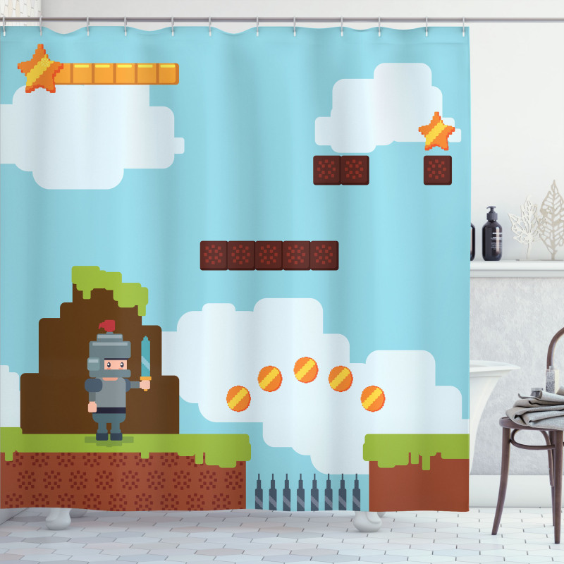 Arcade Knight 90's Shower Curtain